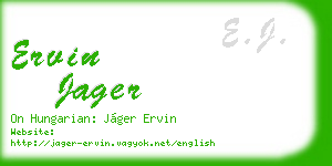 ervin jager business card